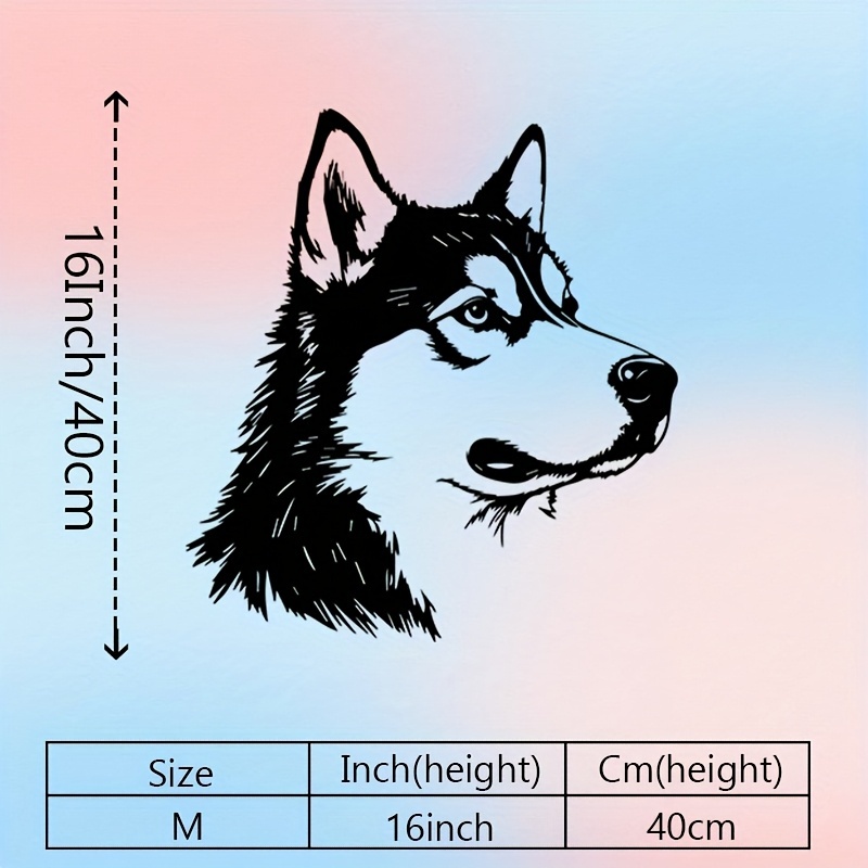 TEMU Rustproof Iron Husky Dog Metal Wall Art - Modern Black & White Husky Cutout With Eyes, Horizontal Indoor Wall Decor For Living Room, Nursery,