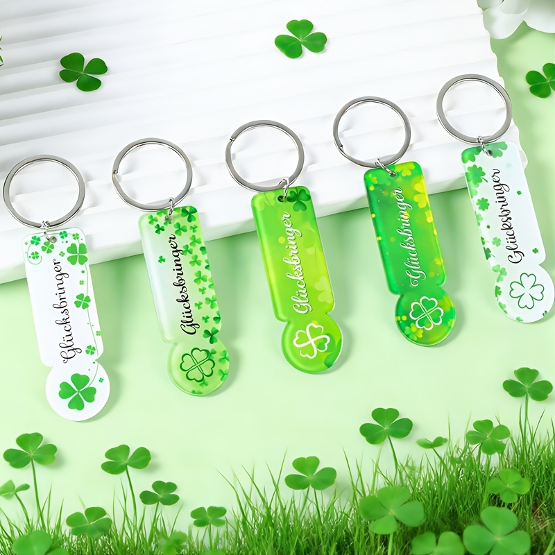 E-shop Vierblättriges Kleeblatt-Schlüsselanhänger-Set, 5er-Set, geeignet für Geburtstags-, Babyparty- Hochzeitsfeier-Dekorationen, Acryl-Geschenk mit