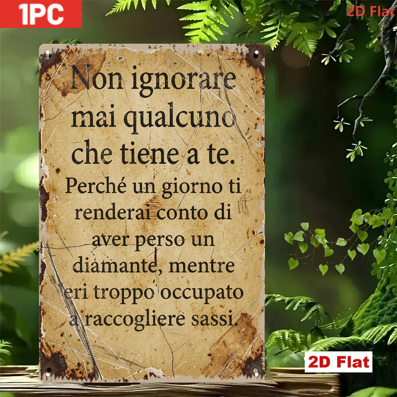 TEMU Targa Decorativa 2D , Targa in Metallo Vintage Italiana con Slogan 2D 1 pz, Artigianato in Ferro 20X30Cm, con Citazione "Non NegliGliGli Chi Si