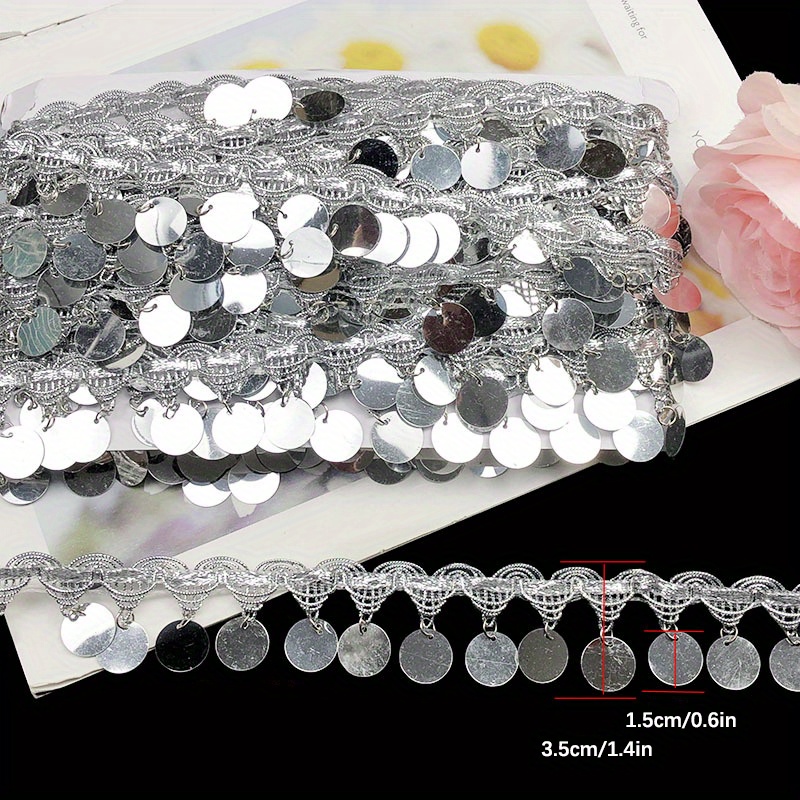 E-shop 1 Stück, Größe 10 Bauchtanz-Hüfttuch mit Quasten runden Kupfermünzen, Stoffaccessoires, Tanzkostüm-Dekoration, Auswahl in /Silber