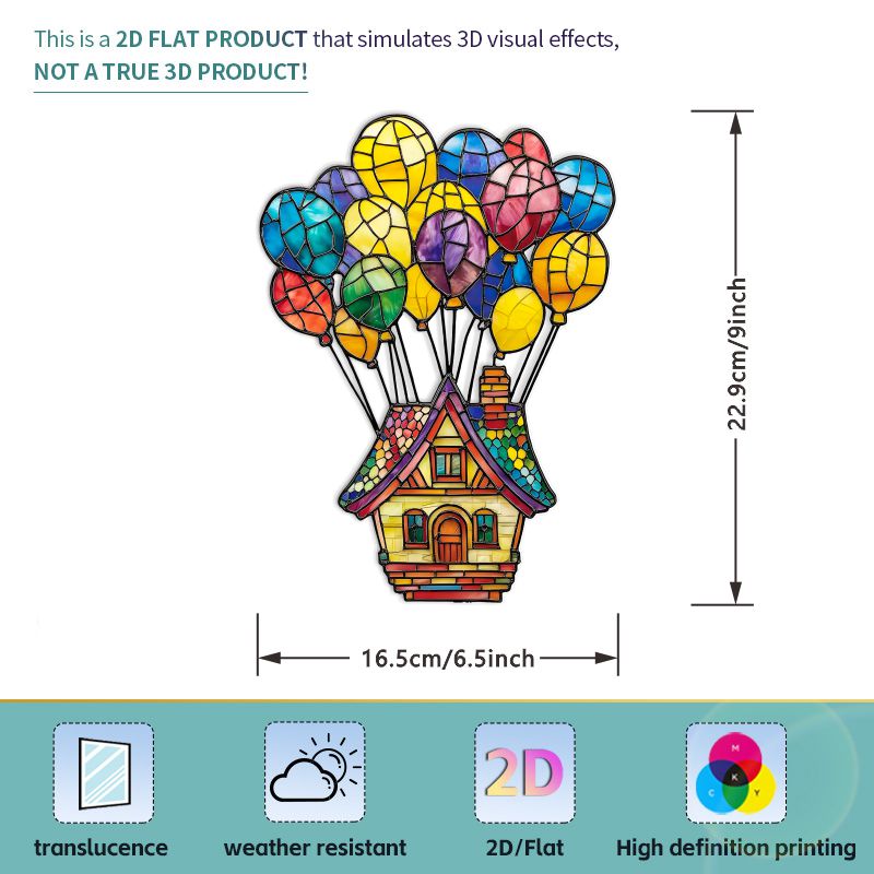 E-shop 2D Flat - 2D Flat - 2D/FLAT, Fensterfolien und Glasfolien, Dekorative Aufkleber im Valentinstags-Design, Romantische bunte Heißluftballons,