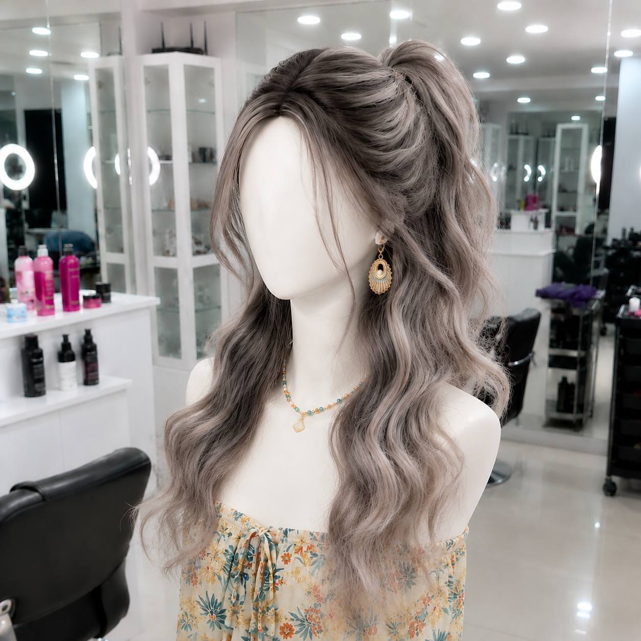 TEMU Elegant 28-inch Stylish Synthetic Heat-resistant Wig For Women. From Premium, , Synthetic Fibers And Featuring A Non-slip Inner , It Maintains A