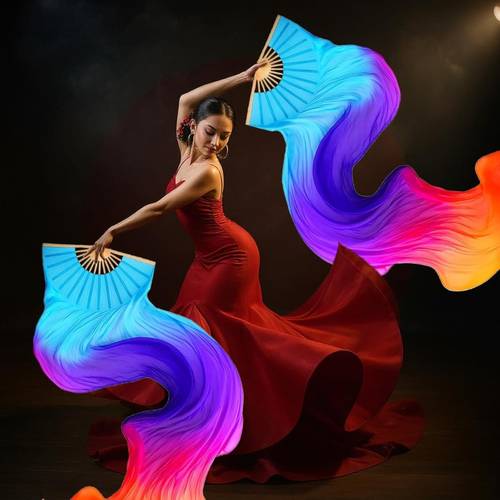 artificial fan for belly dance womens belly dance fan handcrafted colorful ribbon fan professional folding dance fan suitable for traditional dance no battery required