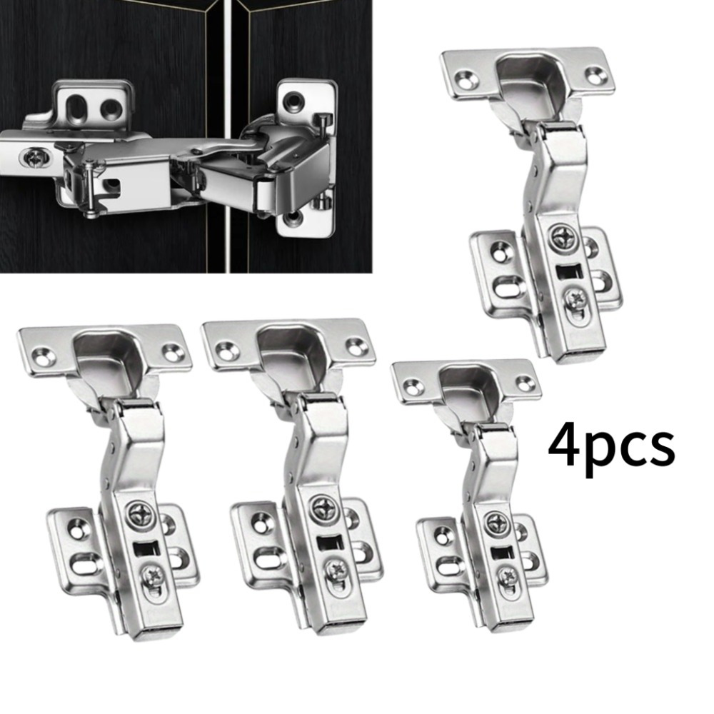 

4pcs Hydraulic Concealed Soft Closing Hinges - 165 Degree Full , Polished Metal, Embedded Installation, For Lazy Susan & Cabinets, Industrial Hardware, Ideal For Home Improvement Projects