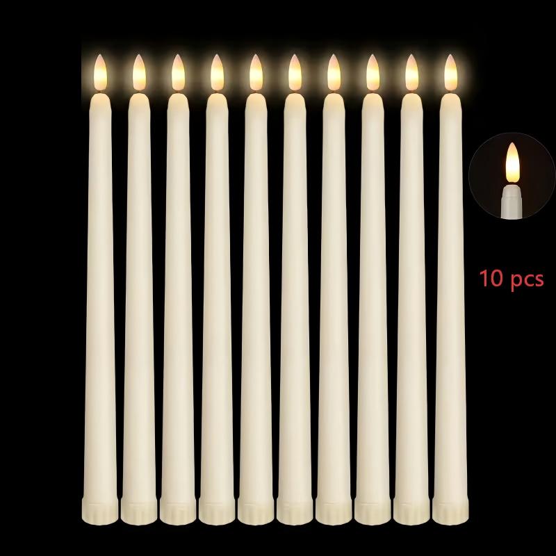 TEMU 8/10pcs Bougies Cônes LED Flamme, Bougies Cônes Flamme, Bougies de Fête, Fonctionnent à Piles avec Flamme 3D Vacillante, Bougies à Effet Flamme