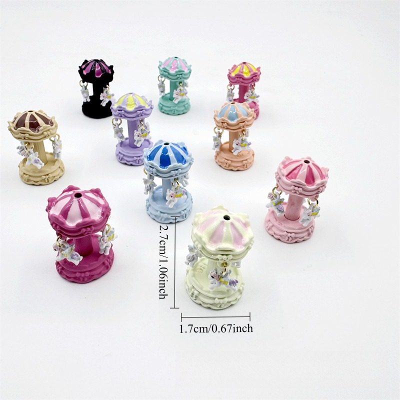 TEMU [dream World ] 1pc, Random Color, Mini Carousel Alloy Ornament, Dollhouse Miniature Scene Decoration Additions
