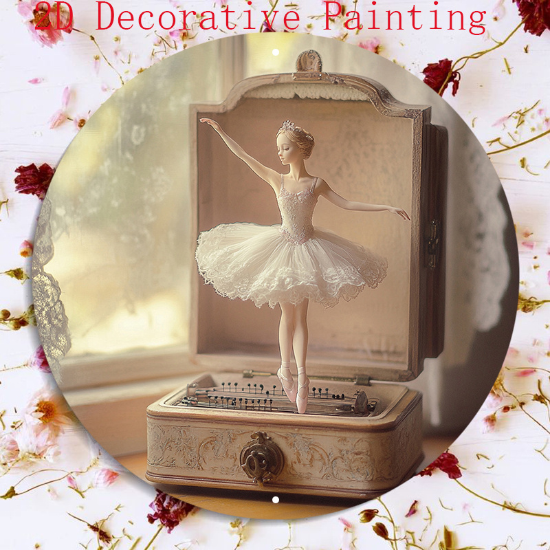 

1pc 8x8 Inch Aluminum Ballet Girl Music Box Decorative Painting Sign - & Flame Resistant, Uv , Easy To Hang Wall Or Door Decor, Ballet Shoes, 2d, Room Decor