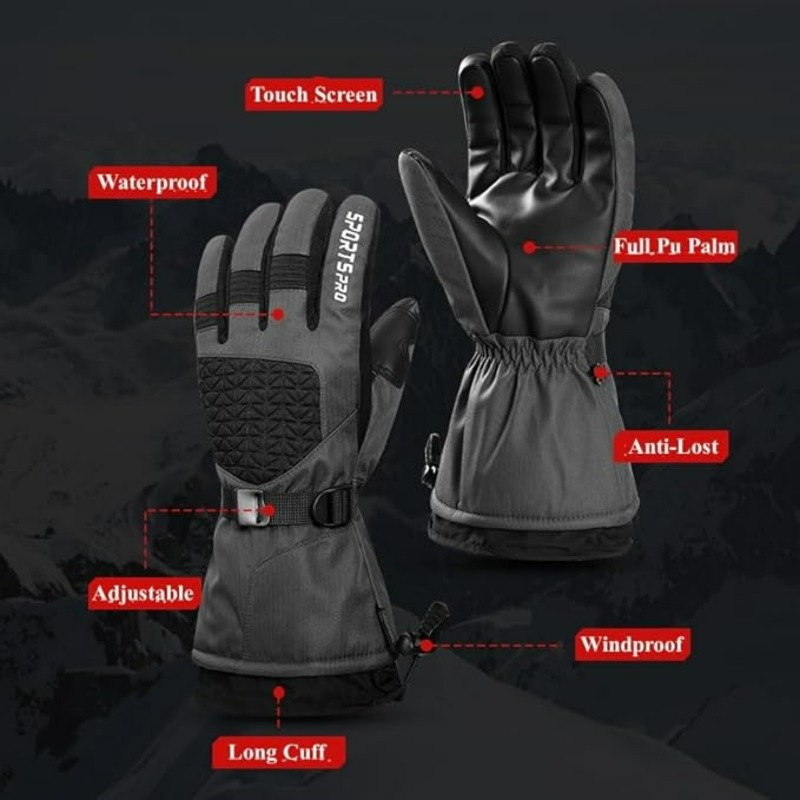 

Plus Size Ski Gloves Coldproof Touchscreen Gloves Wrist And -slip Men And Women Mountaineering Riding Touchscreen Fingertips , Walking , Sc