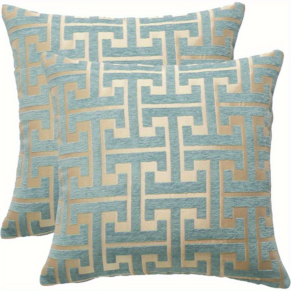 TEMU 2-pack Single-sided Printed Modern Fashion Geometric Pattern Pillowcase, 18x18inch, Light Blue, Hand Wash Only, Multi-functional Square