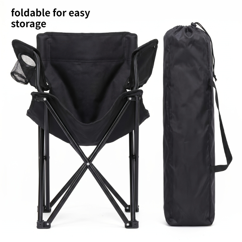 TEMU Folding Chair With Cup Holder And Side Pocket, A High-value Family Outdoor Set For Picnics, Parties, And Backyard Gatherings. With A Portable