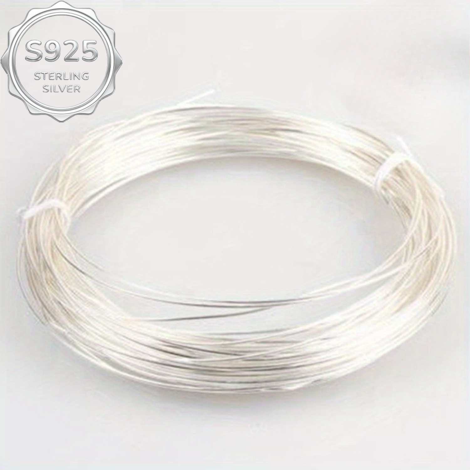TEMU pur 925, , fil incrusté fait main pour bricolage, bague, bracelet, pendentif de collier, accessoires de bijoux en matériau argenté