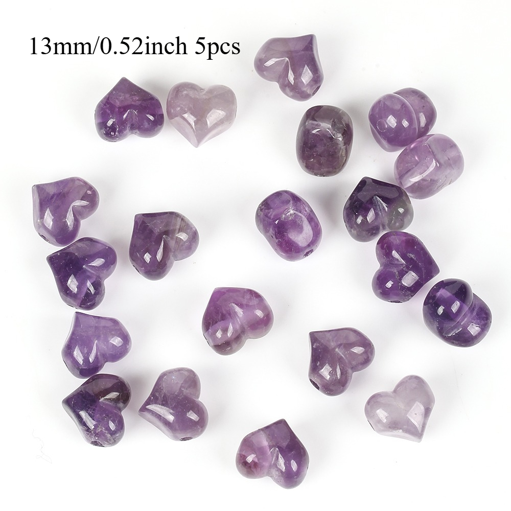TEMU 13mm 5pcs Natural Stone Amethyst Beads Heart Shape Spacer Beads Used For Jewelry Making Diy Bracelet Earring Accessories Gifts For Women