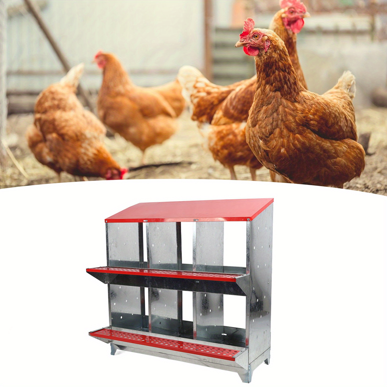 

Chicken Nesting Box 6 Compartments Poultry Nest Box Chicken Egg Laying Coop For Farm Husbandry