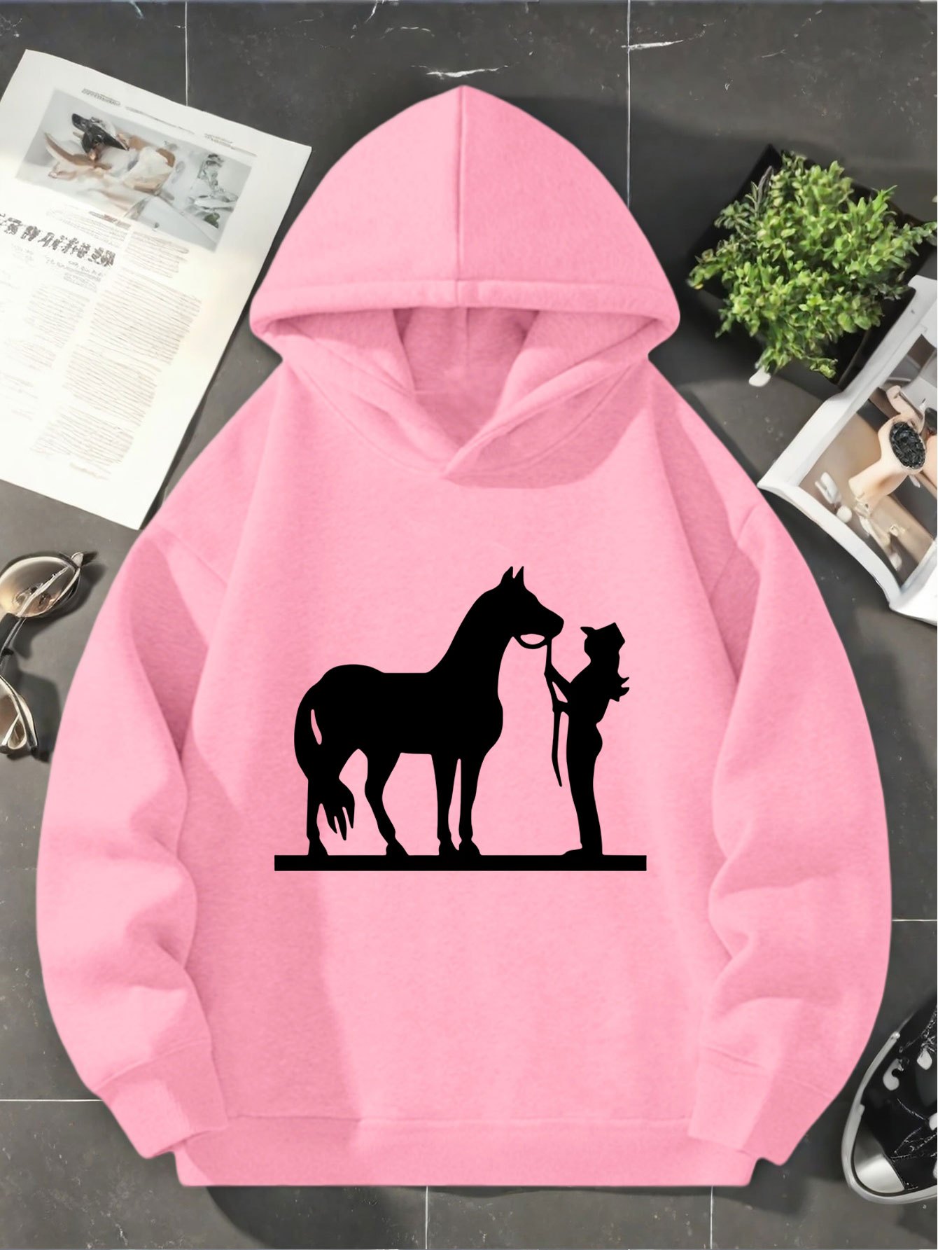 Equestrian Hoodies Sweat à Capuche Luvponies Personnalisé - Cheval Et Cavalier - Coton/Polyester - Taille Enfant Cadeau Fan Cheval