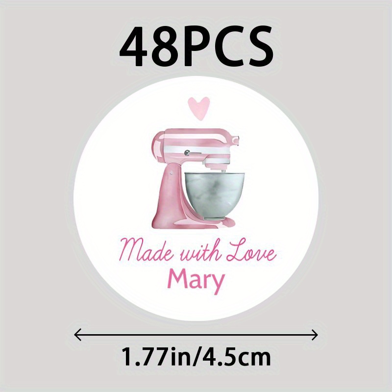 Custom 48/96pcs Love Round Stickers, Personalized Your Company Name Decal For Baked Lover Diy Envelope Packing Gift Box Decoration