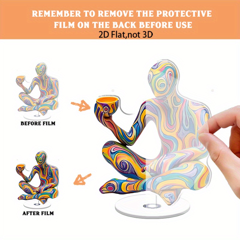 2D Flat Uplifting Abstract Human Sculpture