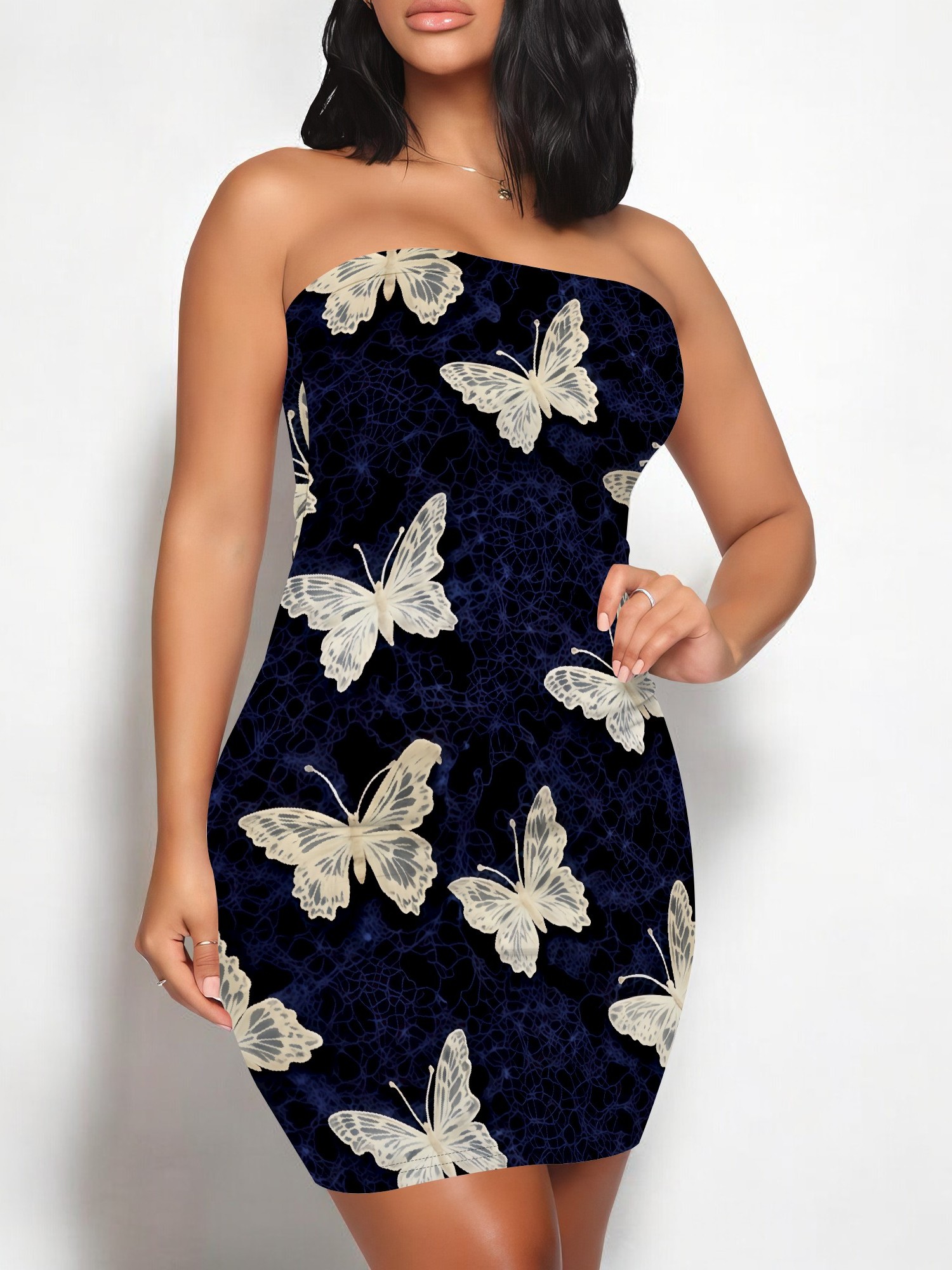 white dress with butterflies sold on Temu United States