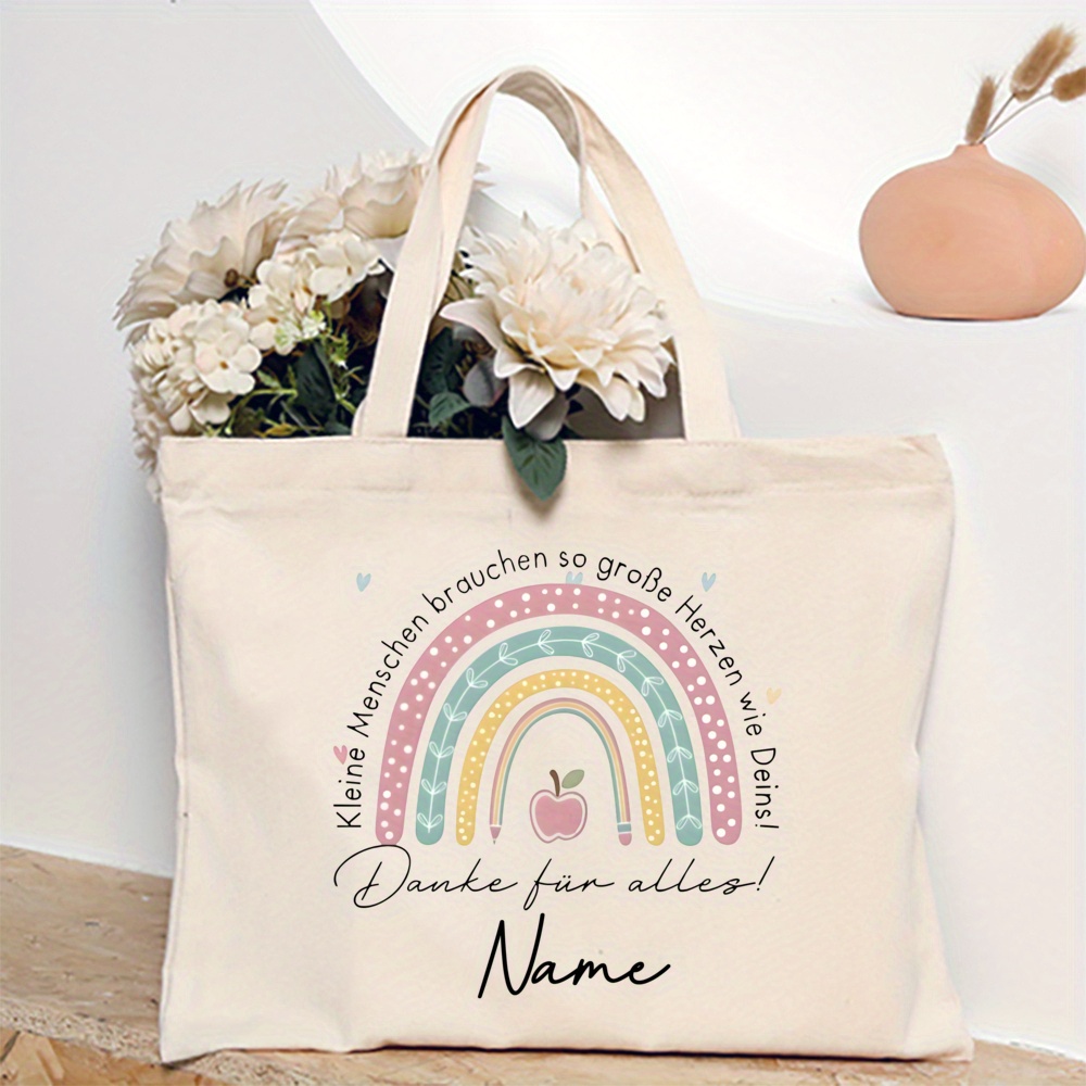 Image of 1pc Personalized Bag Custom Name/text - Large Capacity Women' Shoulder Bag With Name/text Personalization, Travel Bag Suitable For Teacher Gifts, Farewell Presents, Everyday Use