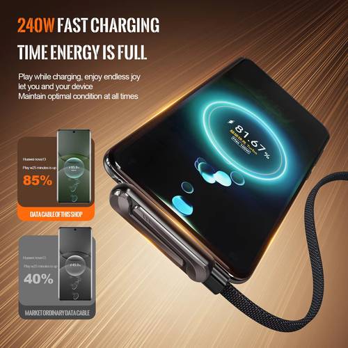 240w pd fast charging cable type c to type c 360 degree rotatable adjustable metal bracket fully compatible with mobile phone charging cables clad wire