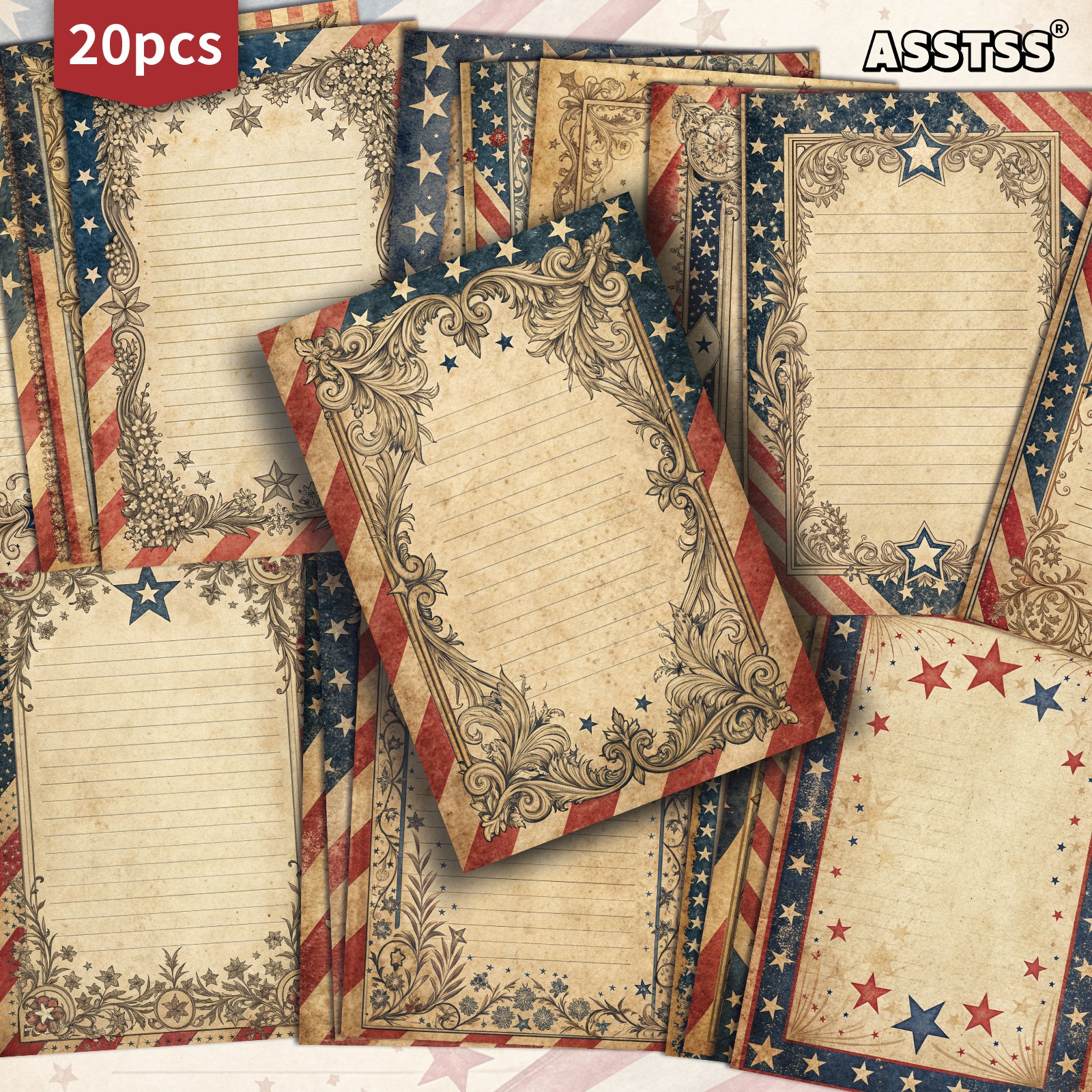 TEMU 20-pack Asstss Vintage Day Patriotic Postcards - 4x6 Inches Retro Junk Journal Supplies, Classic Pinup Illustrations Collectible Decorative