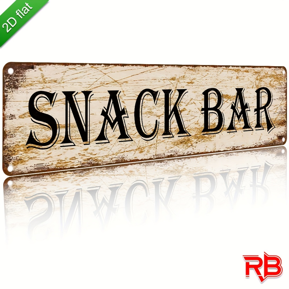 Image of 2d Flat Plaque, Uv Printed "snack Bar" Design, Indoor And Outdoor Decorative Pendants, Home, Cafe, Restaurant Holiday Decorations, Distressed Texture, Weather-resistant Treatment