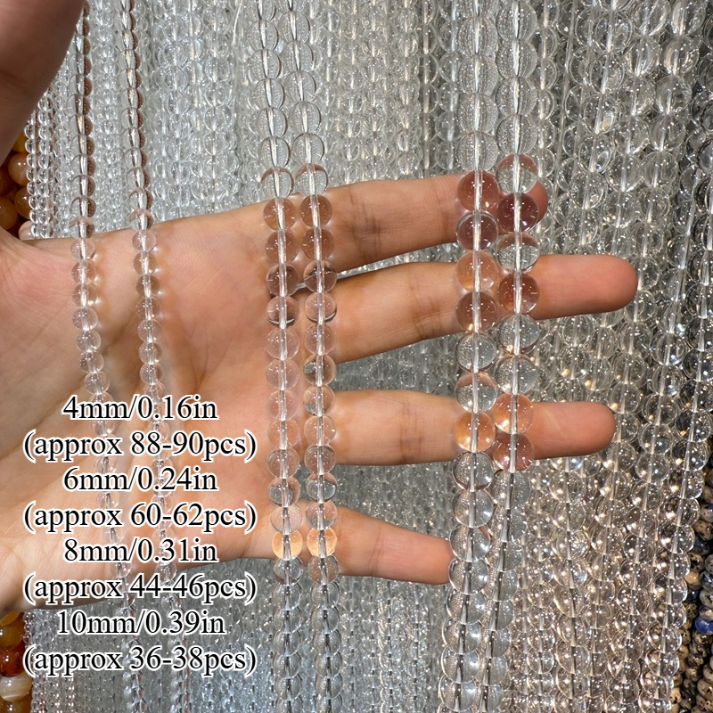 4/6/8/10mm K9 Natural Stone Round Beads, And Versatile For Making, Ideal For Necklaces, Bracelets, And Earrings