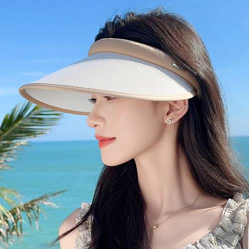 Trendy Outdoor Cycling Visor Hat, Vinyl, Multifunctional, for Spring And Summer , Large Sunshade for Women