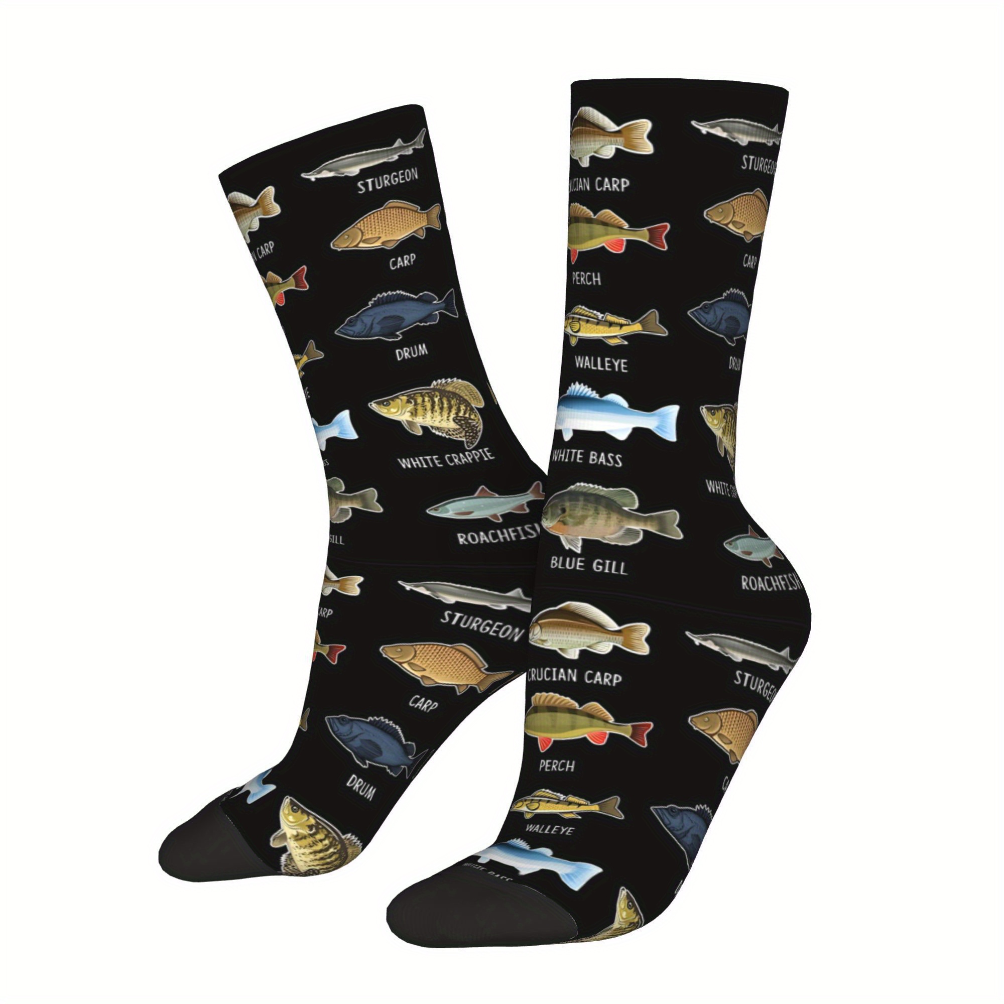 TEMU 2d Print Design Types Of Fishing Kawaii Socks Cycling Stockings Gift