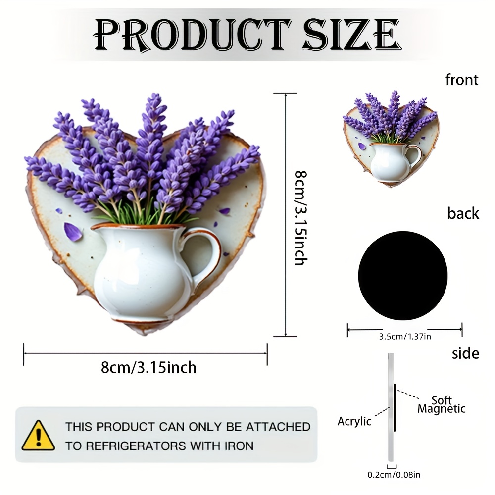 TEMU Magnete per frigorifero in acrilico | della lavanda - Elegante vaso viola, fiori viola in | Molto per gli , , matrimoni, regali di inaugurazione