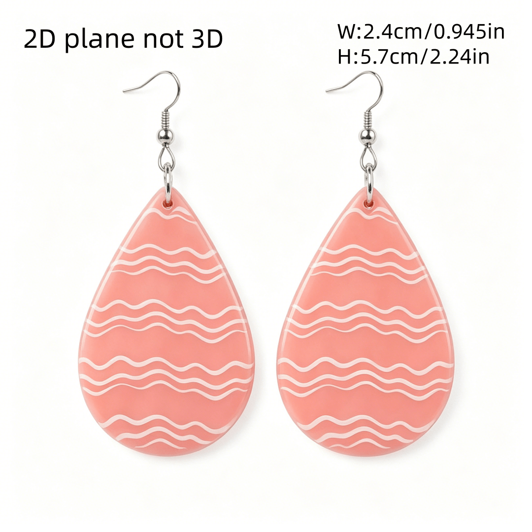 Minimalist Pink Wavy Teardrop Earrings, Acrylic