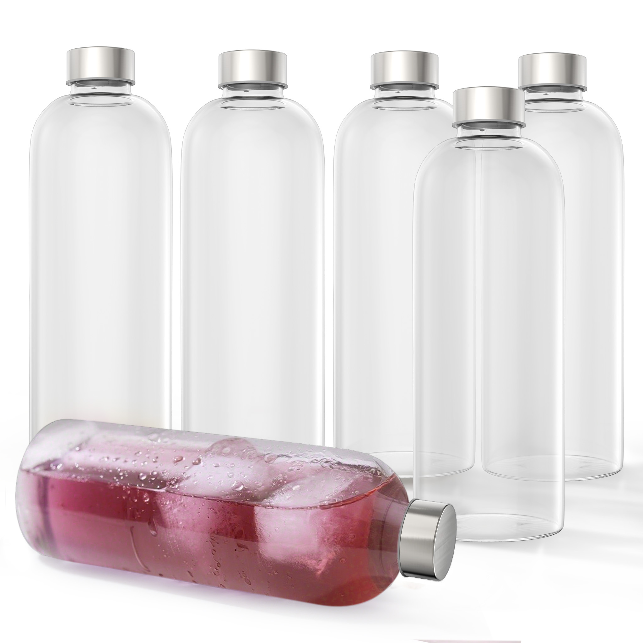 Image of 2/4/ Of Stainless Steel Lidded Glasses, Beverage Cups, Portable Sports Cups, Outdoor Sports Cups, Water Cup, 1000ml