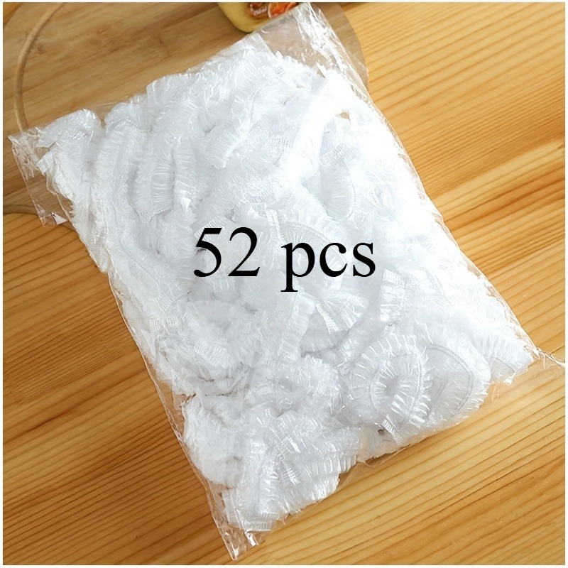 Image of 52pcs Large Size Food Wrap Covers, Food Dust Covers, Elastic Pe Food Lids, Suitable For Bread, Fruits, Snacks, Vegetables And Desserts, Kitchen Home Supplies, Kitchen Storage