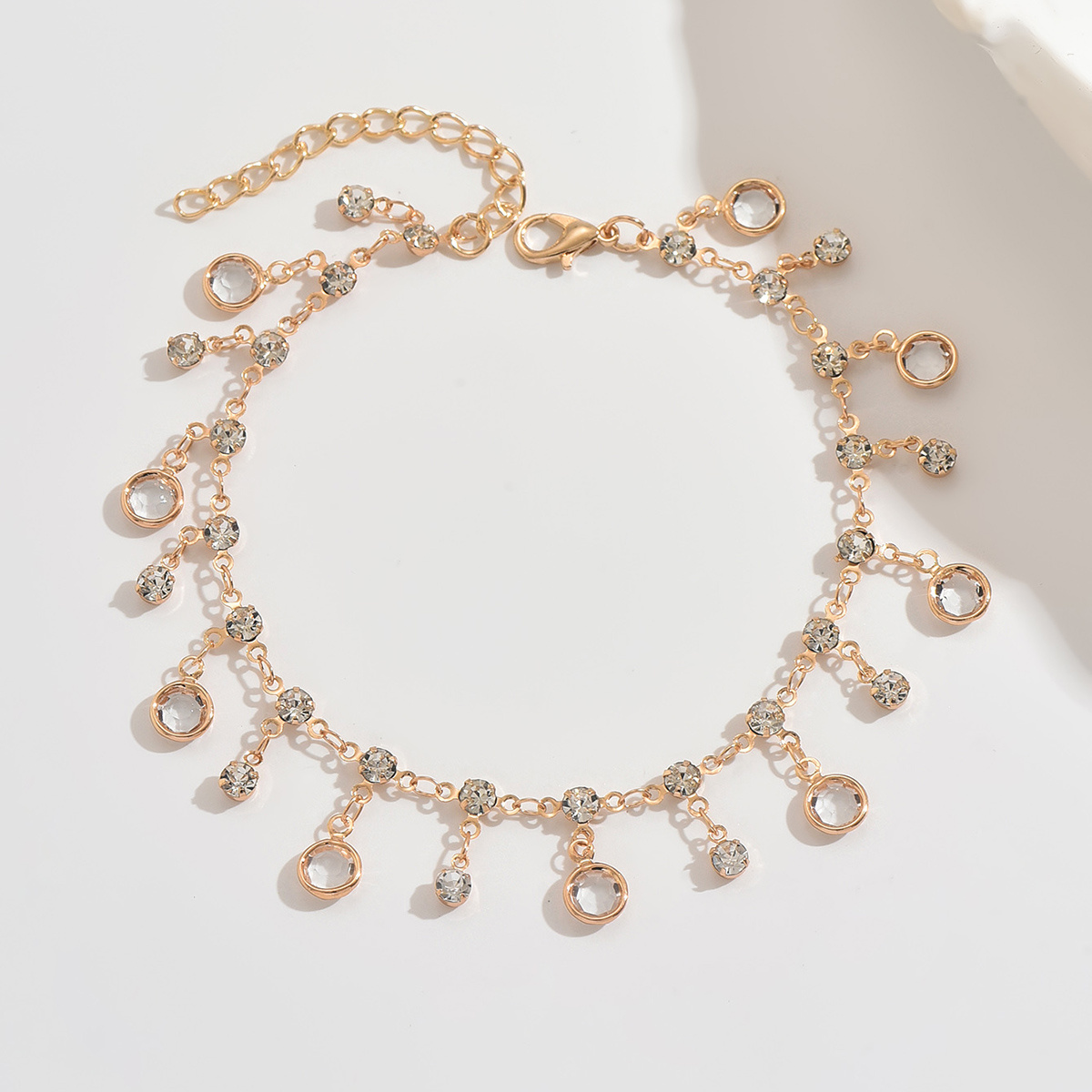 1pc Fashion Elegant Rhinestone Glass Tassel Adjustable Summer Anklet Women Jewelry, Bohemian Bling Bling Accessory, Daily Party Date Gift For Birthday