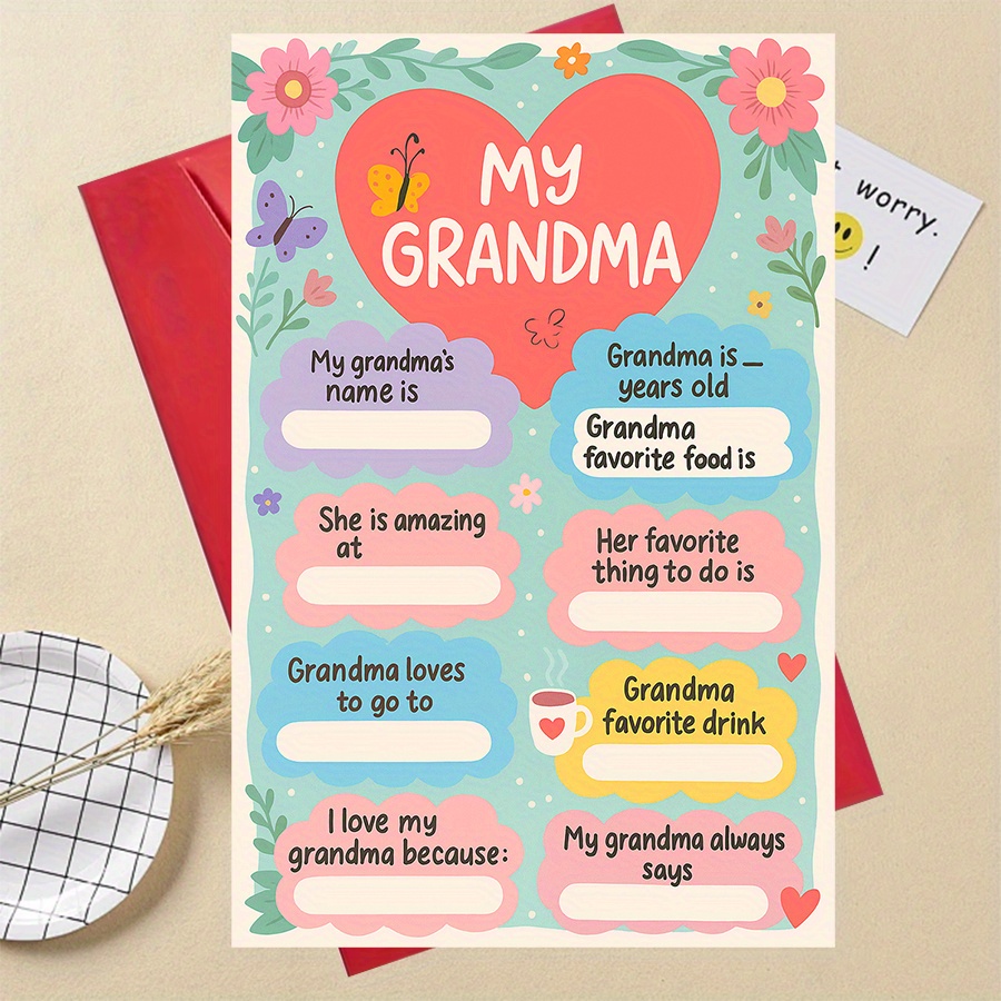 TEMU 1pc Personalized Greeting And Reminder Grandma Commemorative Card, Suitable For Birthday, Or Special Occasions Gift For Grandma