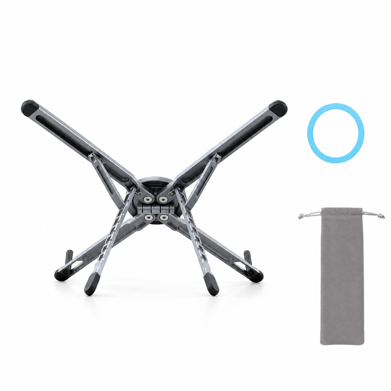 TEMU Support pour téléphone et ordinateur portable en alliage d'aluminium avec base magnétique et réglage de sur 8 niveaux, support de bureau pliable