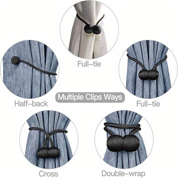 Set of 6 Durable Magnetic Curtain Ties for Securing Drapes, Ideal for Both Indoor And Outdoor Settings
