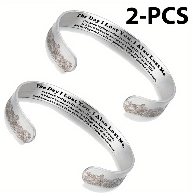 2pcs Classic Stainless-304l Stainless Steel I Lost You, I Lost Me Adjustable Open Bracelet, Commemorative Jewelry, Anniversary Gift Simple Bangle