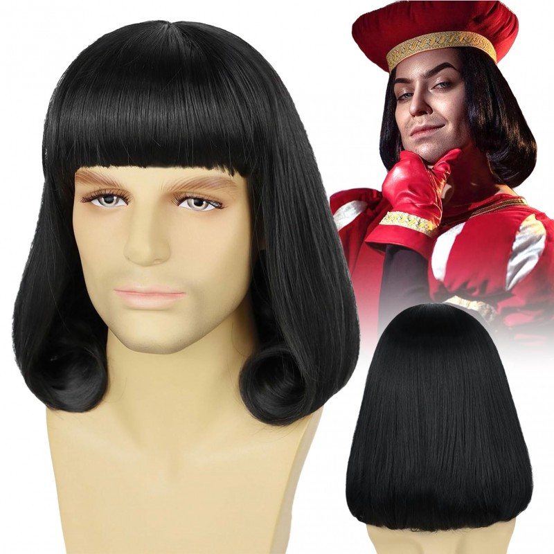 30  straight bob wig with bangs   cosplay makeup costume accessory for halloween parties themed events themed event hairpiece costume party hairpiece   hairpiece