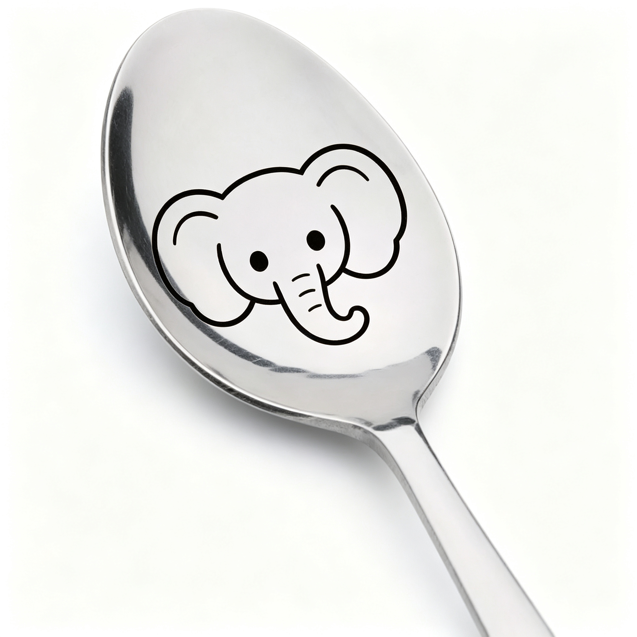 TEMU 'elephant Face' Engraved Spoon Cute Animal Gift Coffee Tea Dessert Spoon Meaningful Gift Gift Long Handle Spoon