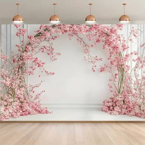 1 pack 1pc background cloth 2d flat romantic themed backdrop suitable for weddings bridal parties photo studio props indoor outdoor decoration with cherry patterns fabric 2d flat