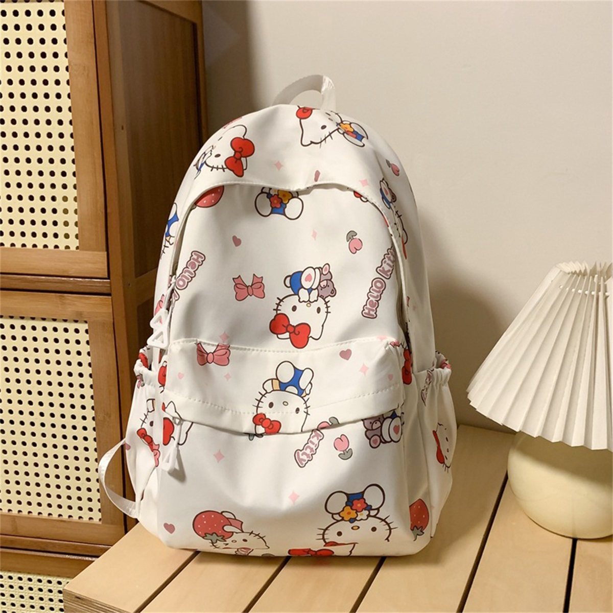 vintage solid color backpack, classic textured storage daily use