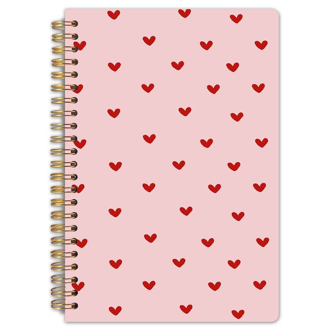 Personal Organizers 1pc Pink Heart Cover Spiral Coil Notebook, 5.5 X 8.3 Inches, High-quality Ruled Interior, Durable Binding, Valentine's Day Notebook, Heart-shaped Journal, Valentine's Gift