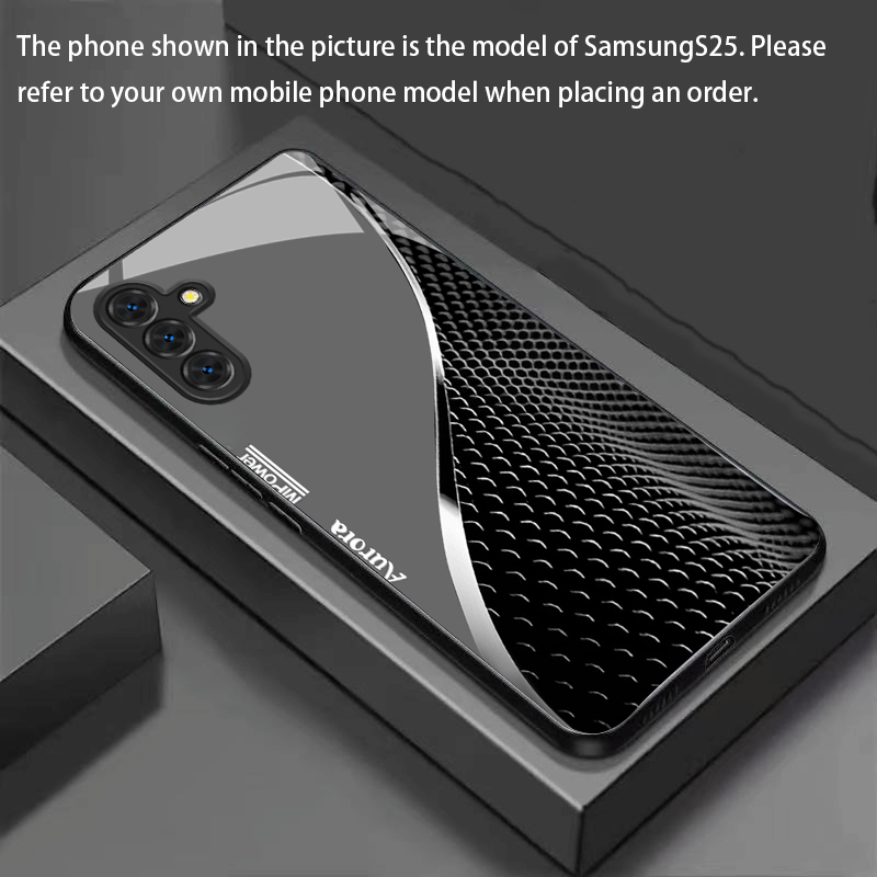 TEMU Phone Case - Business Elegant Light Gray Letter Line New Phone Case Tempered Glass For Galaxy