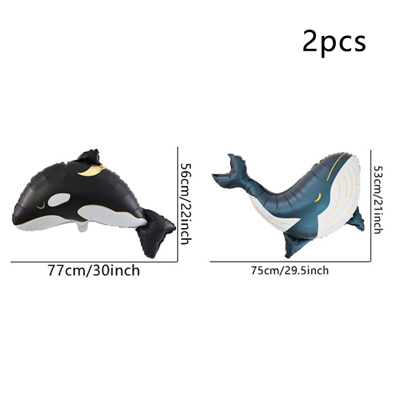 Image of 2pcs Matte Killer Whale Foil Balloons, Birthday Party Atmosphere Decoration, Ocean Theme Event Gift Props, Room Indoor And Outdoor Decoration