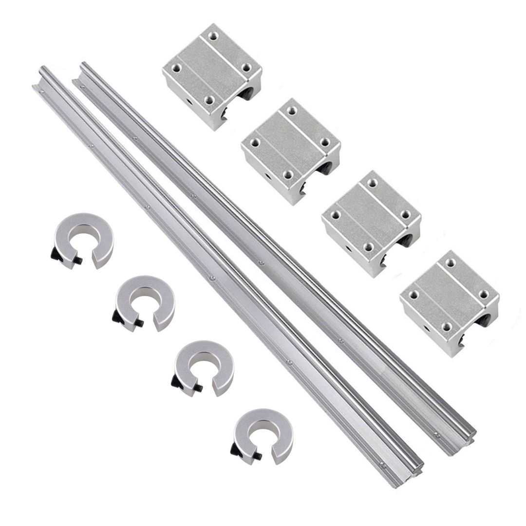 Sbr12-1000mm Linear Motion Kit With 2pcs Shaft Guide Rails, 4pcs Sbr12uu Sliding Blocks And 4pcs Retaining Rings, For Engravers And Lathes