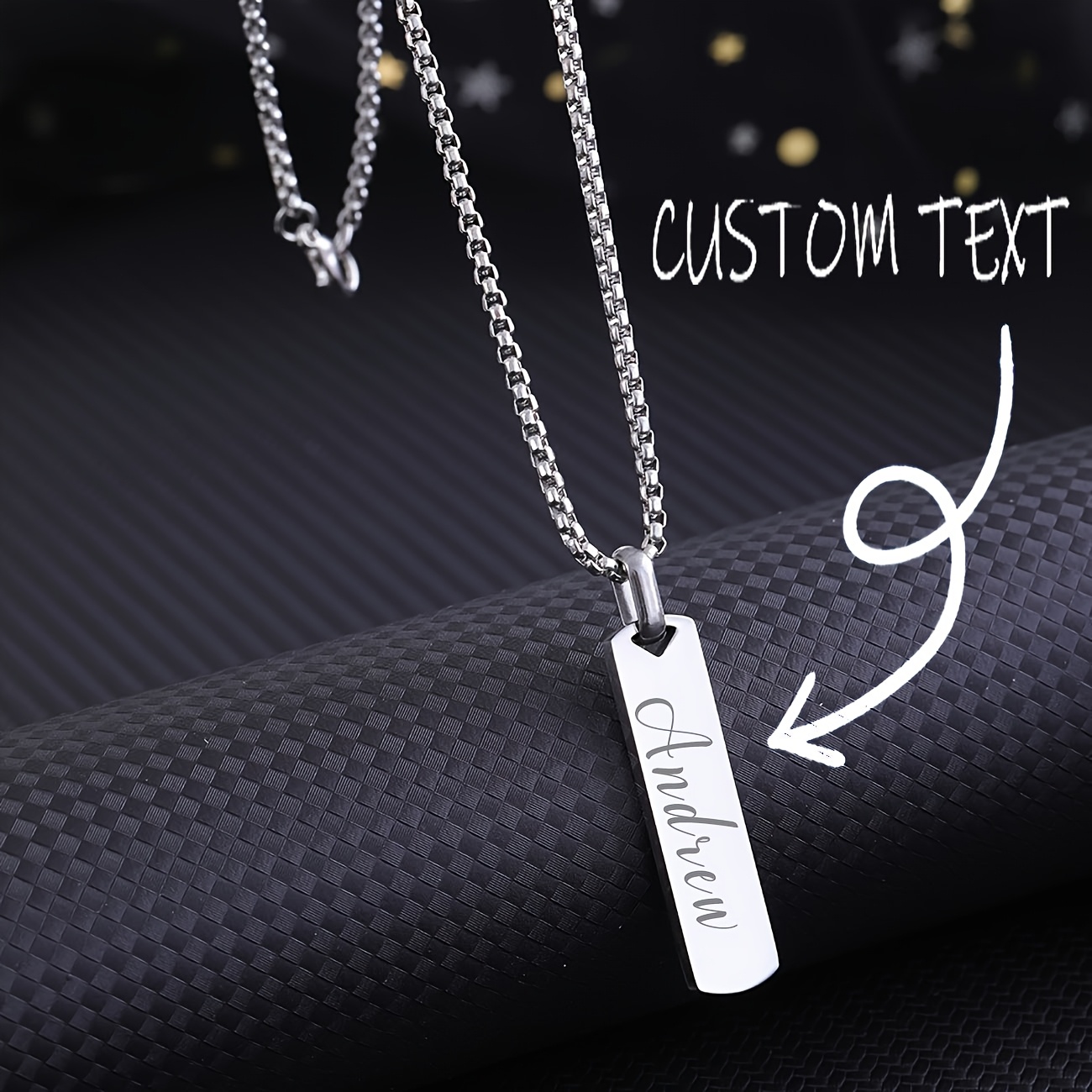 TEMU (customized) Personalized, 1pc, Necklace, Simple, Geometric, Rhombus, Suitable For Men, Decoration, Gift