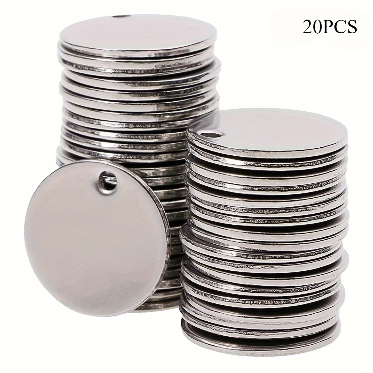 Image of 20pcs 23/25/30/40/50mm Round Stainless Steel Pendant, Circular Plate, Steel Metal Pendant, Blank Material Wholesale, Additions Engraved Letters, Numbers