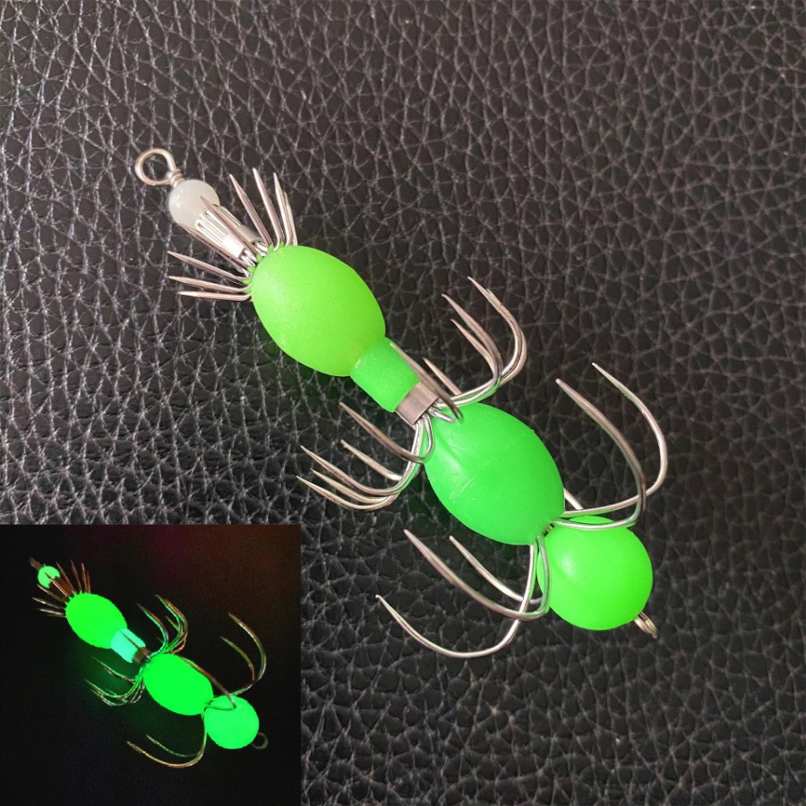 

Avlcoaky -the-dark Squid Hook - 8g Stainless Steel & Pp Fishing Lure, Green, Hooks,