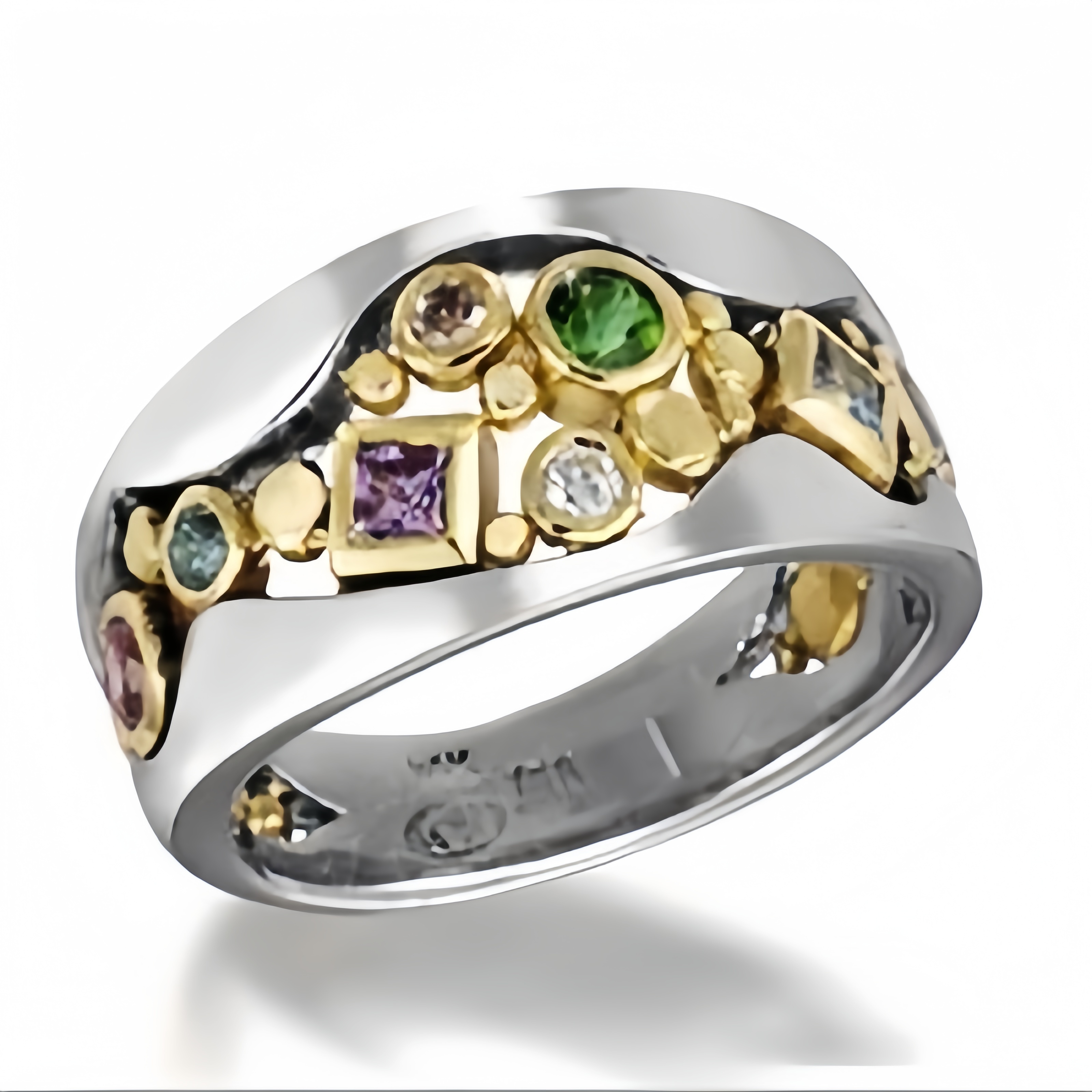 TEMU Exquisite Female Jewelry Geometric Pattern Multicolor Synthetic Micro Zirconia Color Finger Rings For Women