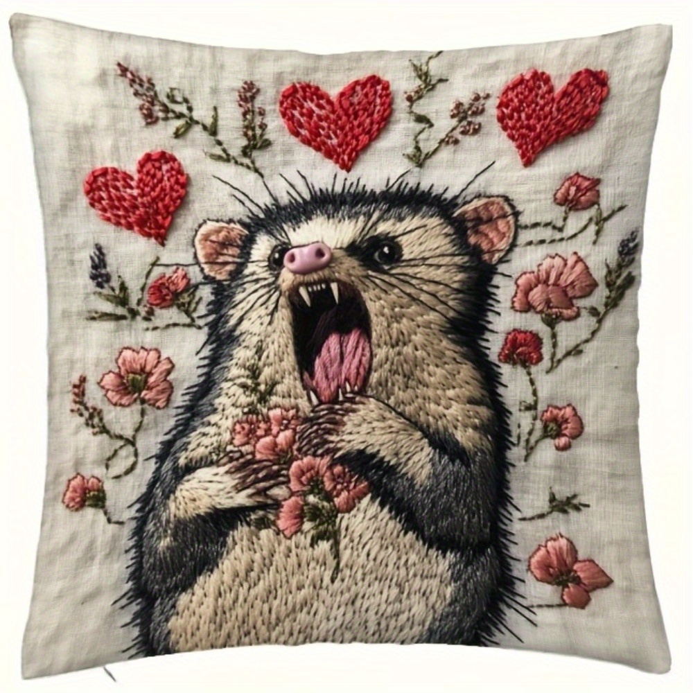 TEMU 18x18 Inch Pillow Cover, Screaming Opossum Stressed Possum Funny , Room Decoration (no Embroidery No Pillow Core), Daily Home Decor Pillowcases, Easter Decorations For Home
